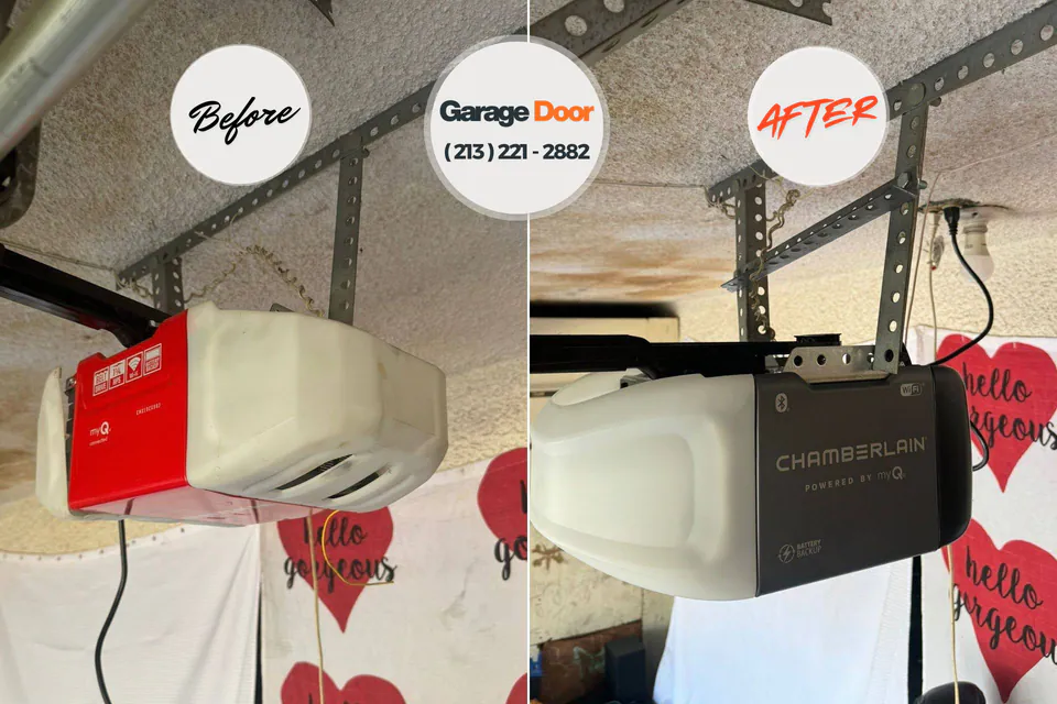 Before and after: garage door repair South Amherst, OH